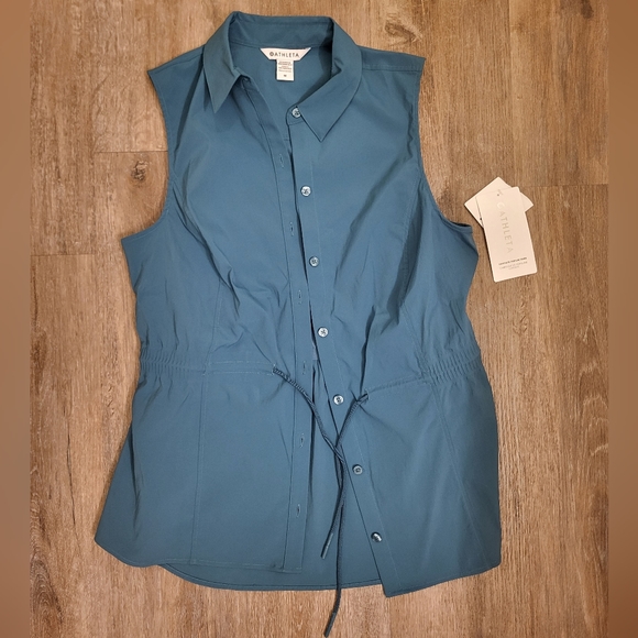 Athleta Levitate Poplin Tank Borealis Green Size Medium - Picture 3 of 9